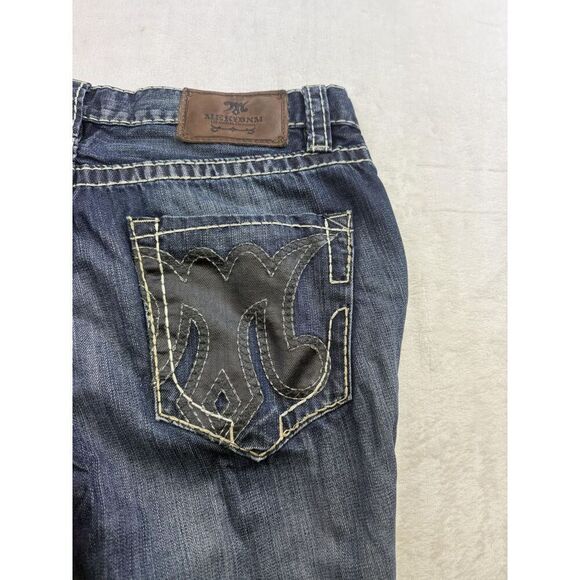 MEK Denim Jeans Mens 36x34 Blue Tetouan Straight Leg Contrast Stitch Distressed - Picture 13 of 15